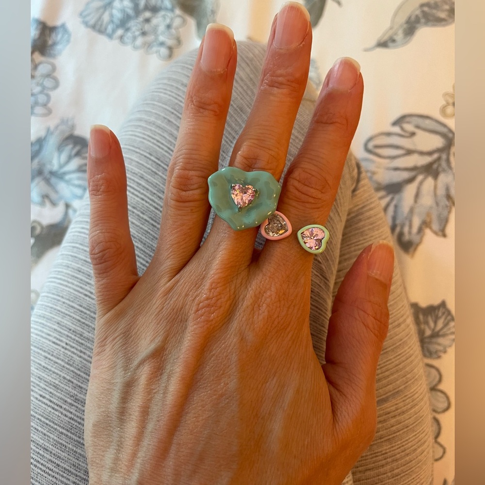 Set of 2 Sweet Enamel Rings ~ from Dalbit New York